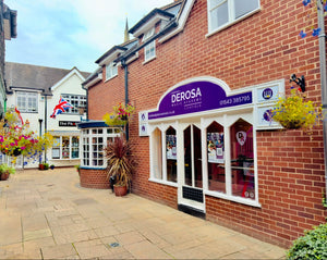 The welcoming shopfront of Derosa Music in the heart of Lichfield